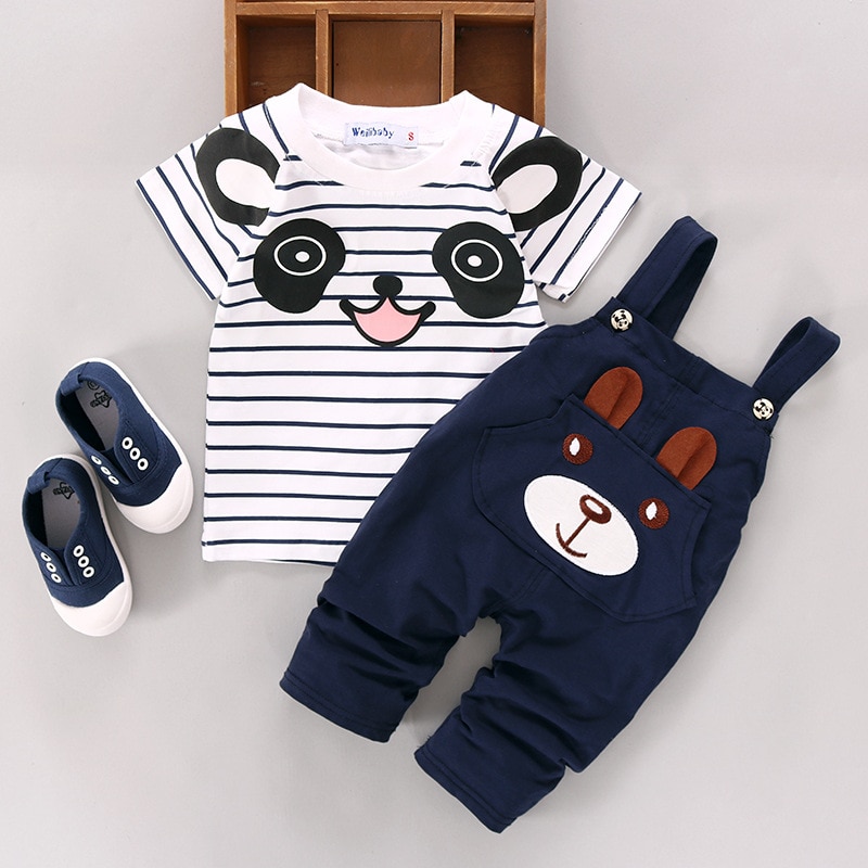 Ensemble t-shirt panda & salopette lapin pour bébé